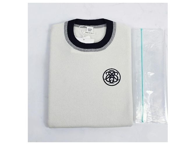 Hermès Kurzärmeliger Kaschmirpullover für Damen aus Strick Mehrfarben - Ansicht 12