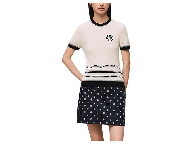 Hermès Kurzärmeliger Kaschmirpullover für Damen aus Strick Mehrfarben - Ansicht 2
