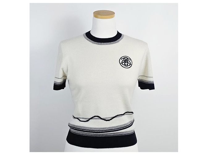 Hermès Kurzärmeliger Kaschmirpullover für Damen aus Strick Mehrfarben - Ansicht 5