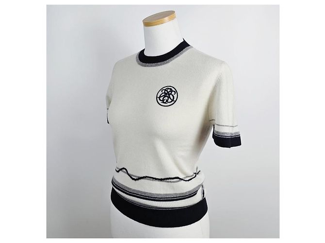 Hermès Kurzärmeliger Kaschmirpullover für Damen aus Strick Mehrfarben - Ansicht 6