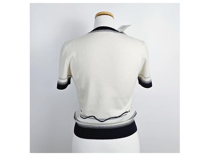 Hermès Kurzärmeliger Kaschmirpullover für Damen aus Strick Mehrfarben - Ansicht 8