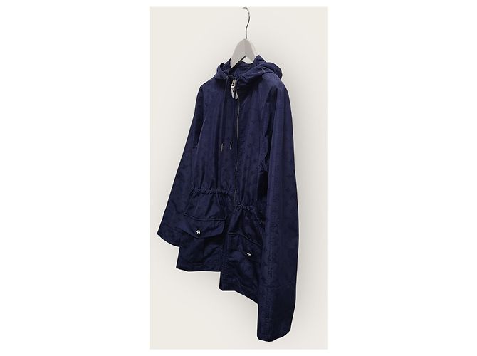 Louis Vuitton Parka con cappuccio in taffetà monogrammato blu navy - vista 2