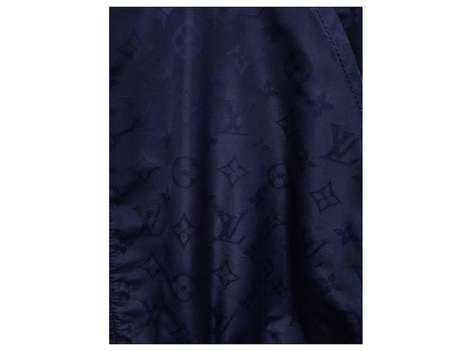 Louis Vuitton Parka con cappuccio in taffetà monogrammato blu navy - vista 3