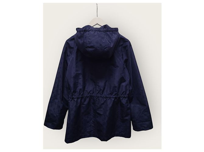 Louis Vuitton Parka con cappuccio in taffetà monogrammato blu navy - vista 4