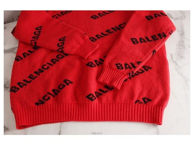 Balenciaga Multi-Logo Knit Red - view 5