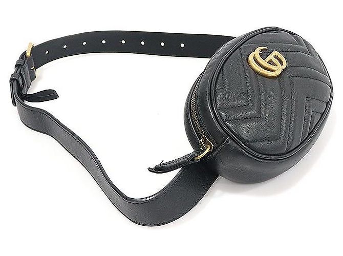 Gucci Black Matelassé Chevron GG Marmont Gürteltasche Schwarz - Ansicht 3