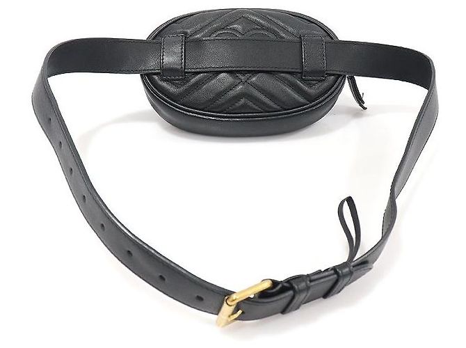 Gucci Black Matelassé Chevron GG Marmont Gürteltasche Schwarz - Ansicht 4