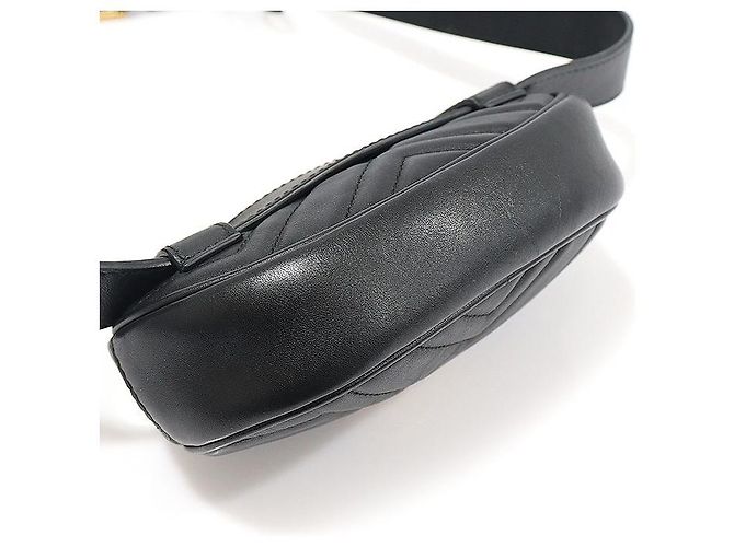 Gucci Black Matelassé Chevron GG Marmont Gürteltasche Schwarz - Ansicht 5