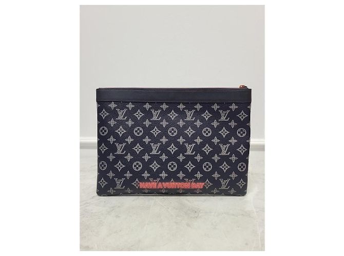 Louis Vuitton Upside Down Monogram Clutch Bag Blau - Ansicht 6