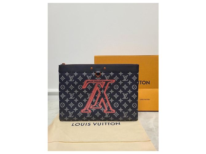 Louis Vuitton Upside Down Monogram Clutch Bag Blau - Ansicht 7