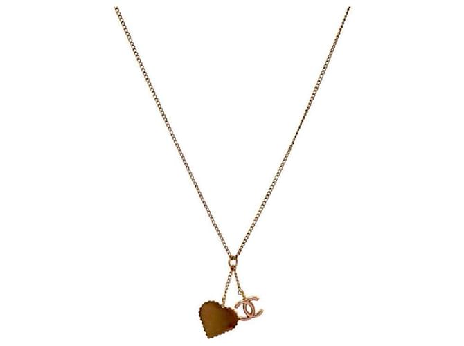 Chanel Collana CC Oro con Cuore Rosa - vista 2