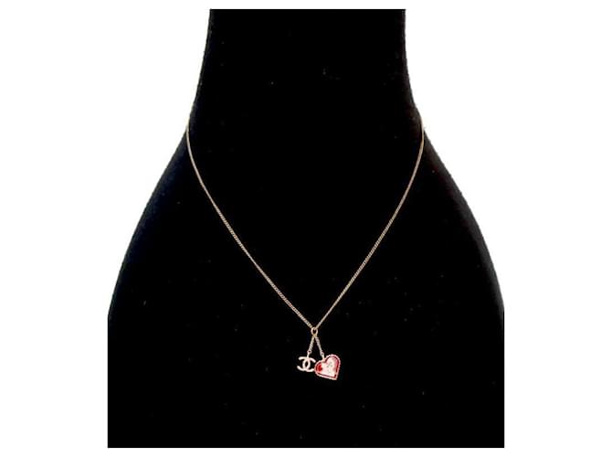 Chanel Collana CC Oro con Cuore Rosa - vista 5