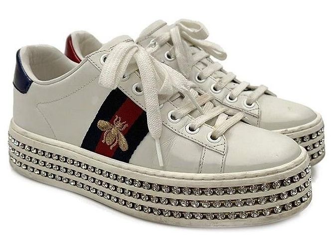 Gucci Sneakers Ace con ricamo di api e cristalli - vista 3