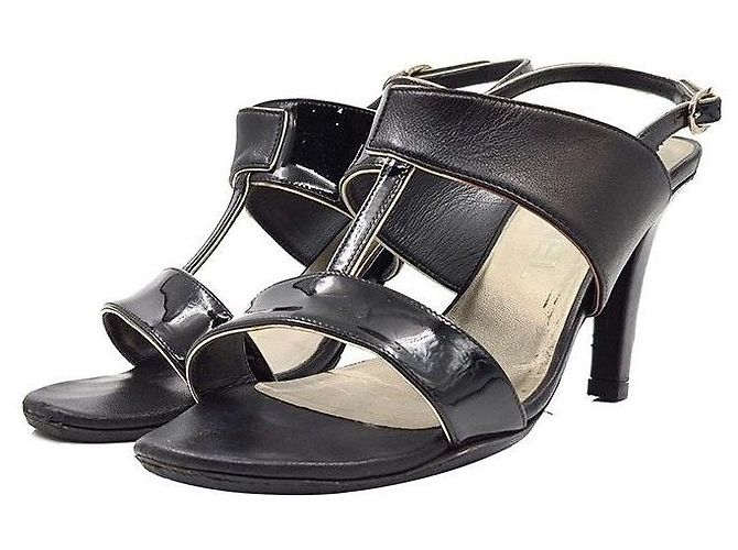 Chanel Scarpe aperte in vernice Nero - vista 2