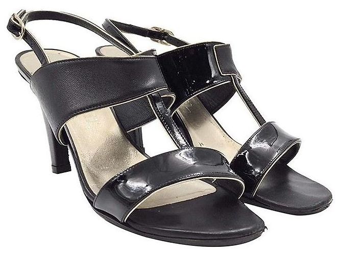 Chanel Scarpe aperte in vernice Nero - vista 3