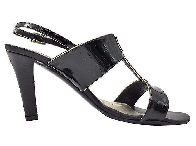 Chanel Scarpe aperte in vernice Nero - vista 6