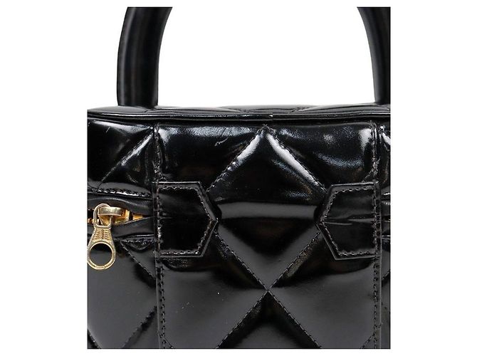 Chanel Borsa Tote Vanity trapuntata in vernice nera Nero - vista 11