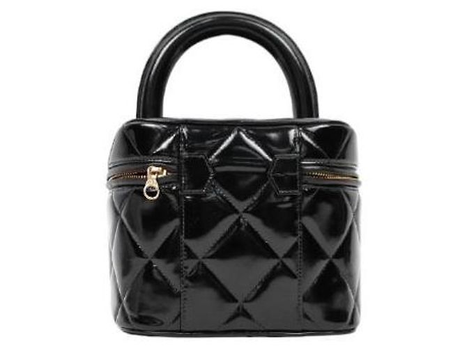 Chanel Borsa Tote Vanity trapuntata in vernice nera Nero - vista 3