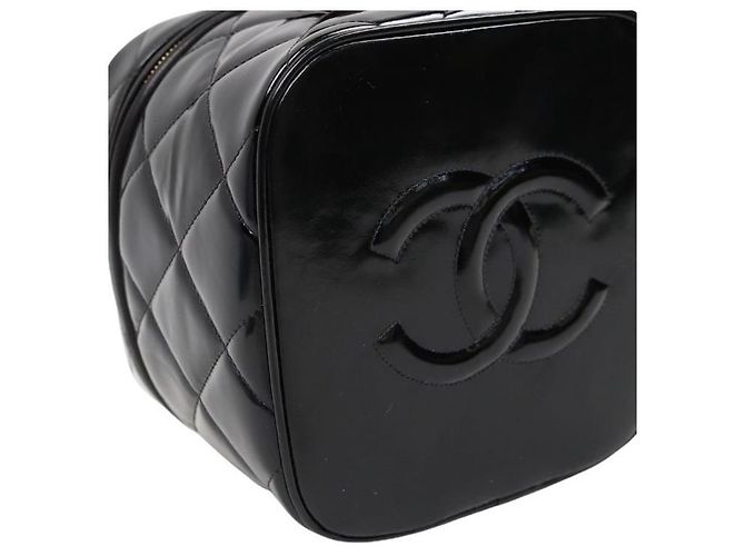 Chanel Borsa Tote Vanity trapuntata in vernice nera Nero - vista 8