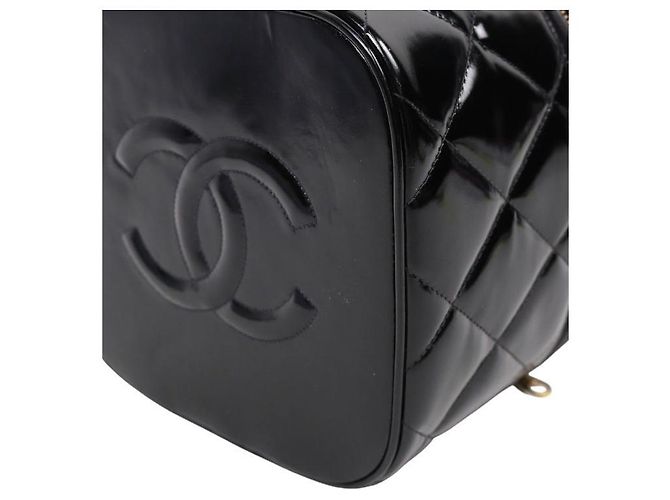Chanel Borsa Tote Vanity trapuntata in vernice nera Nero - vista 9