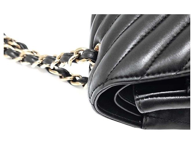 Chanel Agneau Chevron Classic Jumbo Nero - vista 6