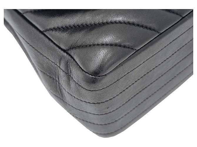 Chanel Agneau Chevron Classic Jumbo Nero - vista 7