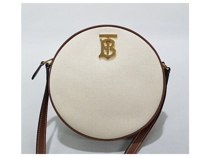 Burberry Pelle Logo Canvas Louis Ecru Tan Marrone - vista 2