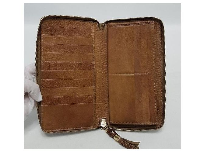 Bamboo Gucci Sima Bambus-Dekorations-Organizer Langgeldbörse Braun - Ansicht 2