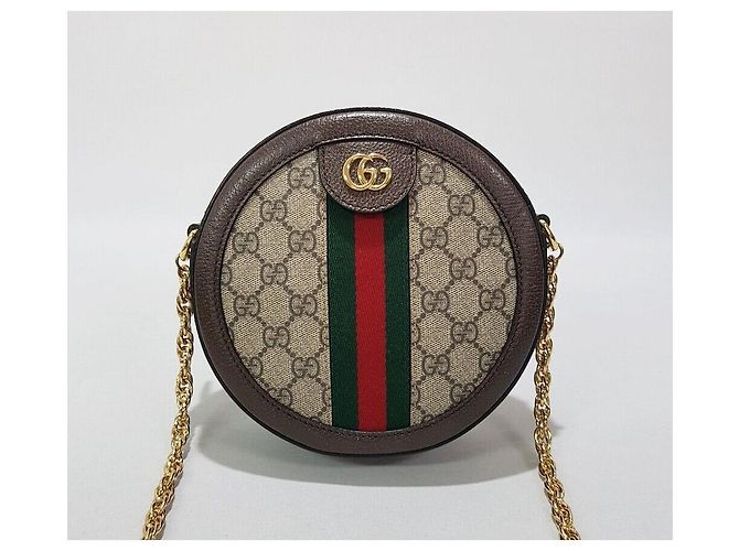 Gucci Mini borsa a tracolla Ophidia GG Round Marrone - vista 2