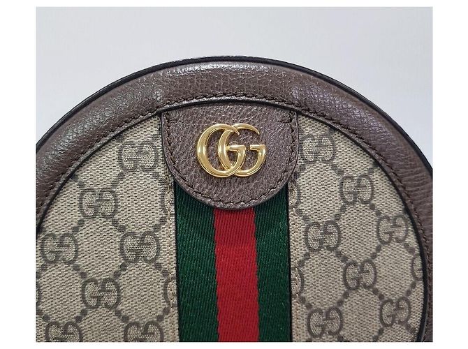 Gucci Mini borsa a tracolla Ophidia GG Round Marrone - vista 3