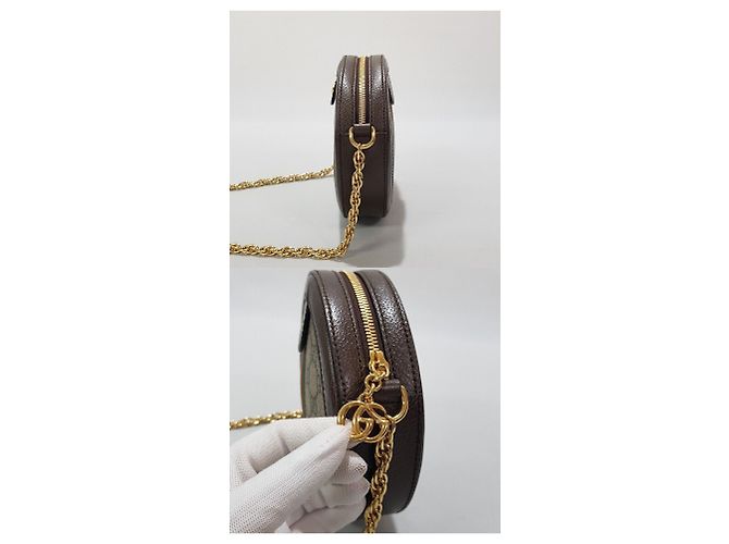 Gucci Mini borsa a tracolla Ophidia GG Round Marrone - vista 4