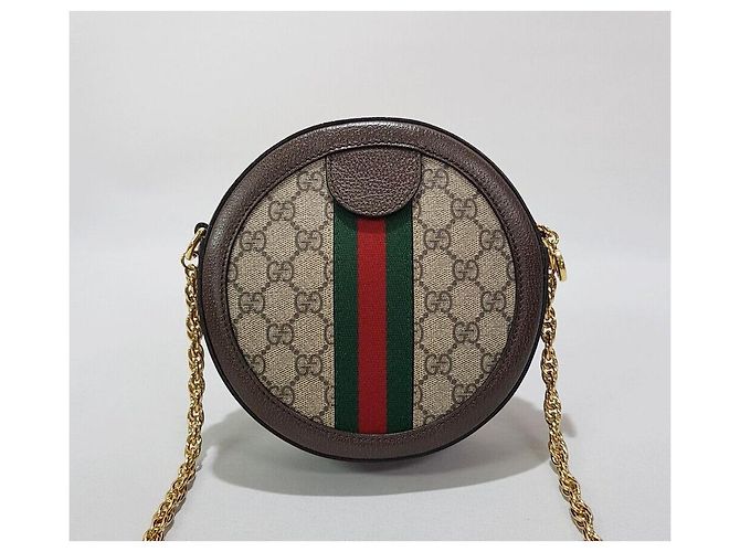 Gucci Mini borsa a tracolla Ophidia GG Round Marrone - vista 5