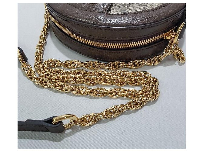 Gucci Mini borsa a tracolla Ophidia GG Round Marrone - vista 6