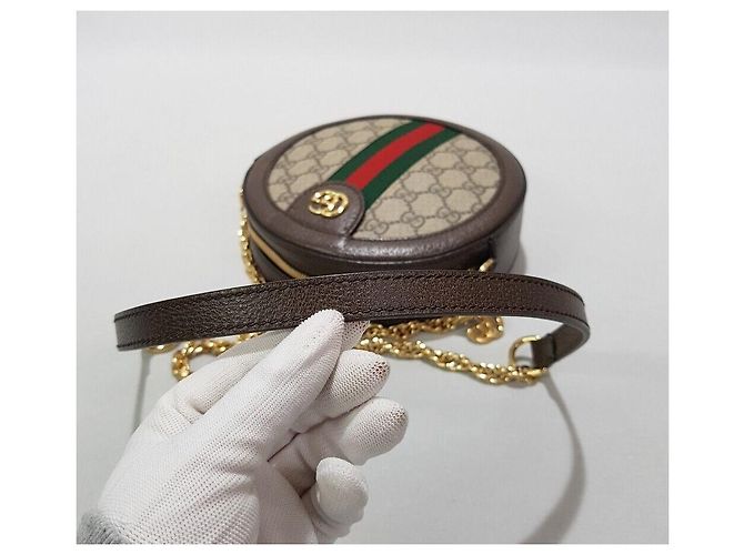 Gucci Mini borsa a tracolla Ophidia GG Round Marrone - vista 7