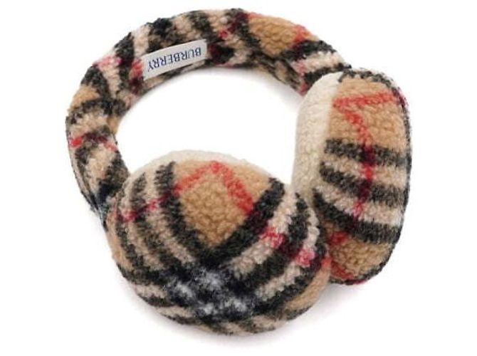 Burberry Cache-oreilles à carreaux en laine et cachemire beige sable pour junior - vista 4