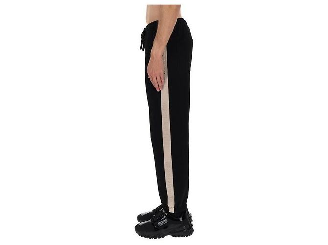 Versace Logo Embossed Side Band Sweatpants Black - view 7