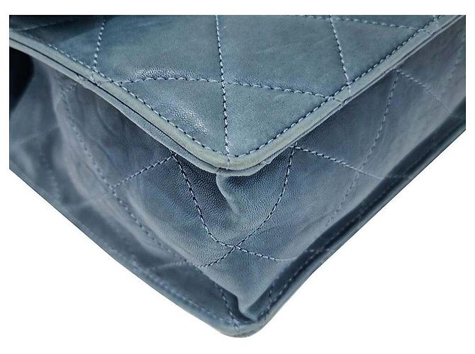 Chanel Borsa Flap Vintage in agnello Blu - vista 6