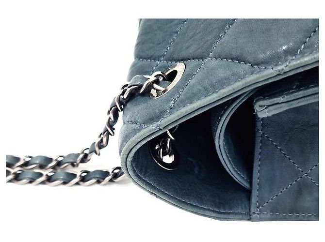 Chanel Borsa Flap Vintage in agnello Blu - vista 7