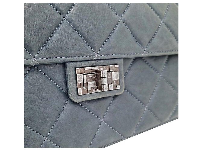 Chanel Borsa Flap Vintage in agnello Blu - vista 8