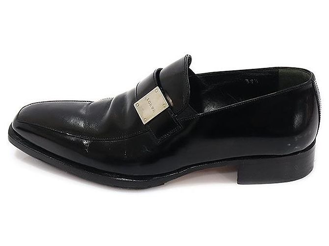 Loewe Mocassino da uomo in pelle nera lucida con logo argento Nero - vista 3