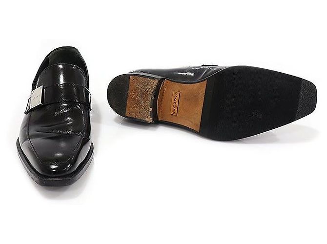 Loewe Mocassino da uomo in pelle nera lucida con logo argento Nero - vista 4
