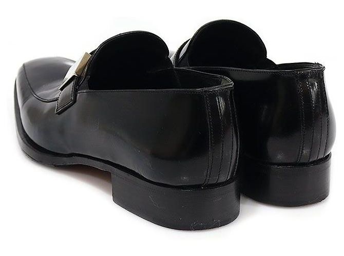 Loewe Mocassino da uomo in pelle nera lucida con logo argento Nero - vista 5