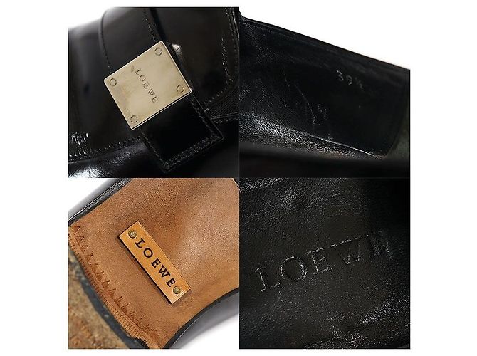 Loewe Mocassino da uomo in pelle nera lucida con logo argento Nero - vista 7