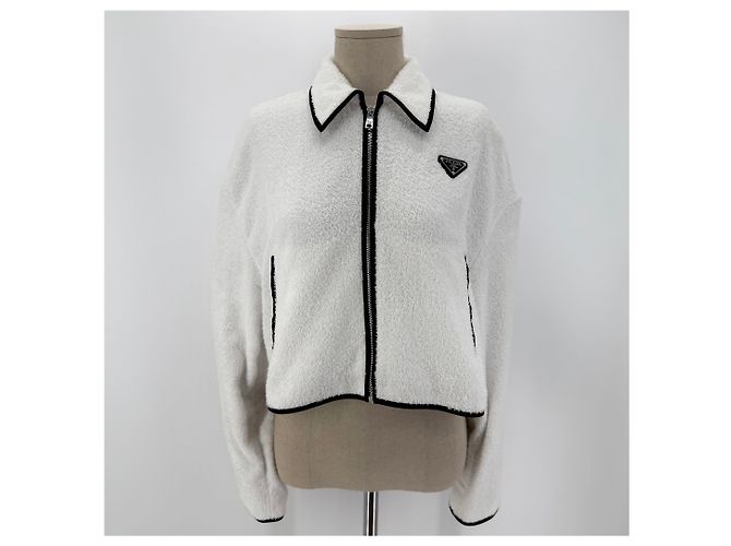 Prada Giacca corta in spugna da donna con logo Triangle Argento - vista 2