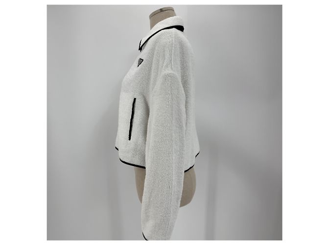 Prada Giacca corta in spugna da donna con logo Triangle Argento - vista 4