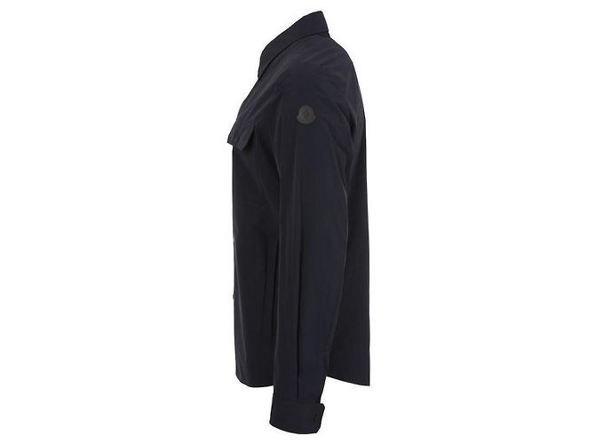 Camicia con patch logo in pelle Moncler Blu - vista 4