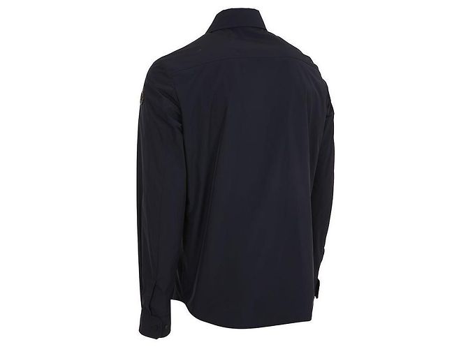Camicia con patch logo in pelle Moncler Blu - vista 5