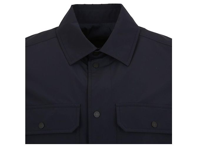 Camicia con patch logo in pelle Moncler Blu - vista 7