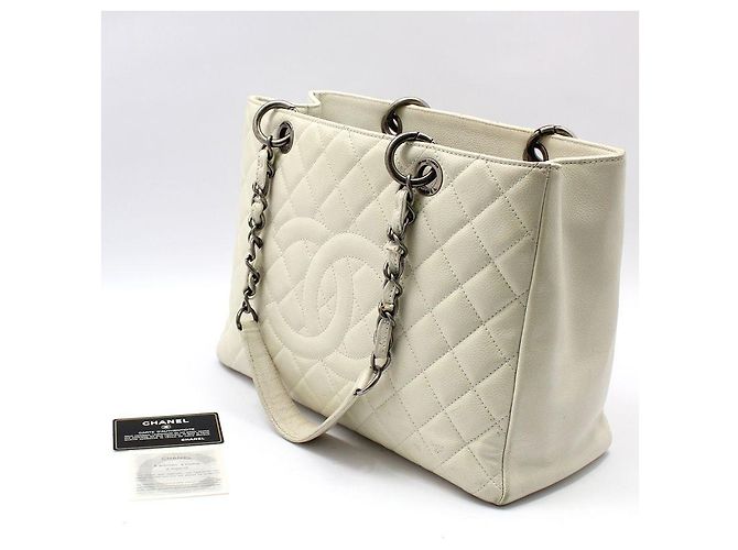 Chanel Borsa a Spalla White Caviar Grand Shopping Bianco - vista 2