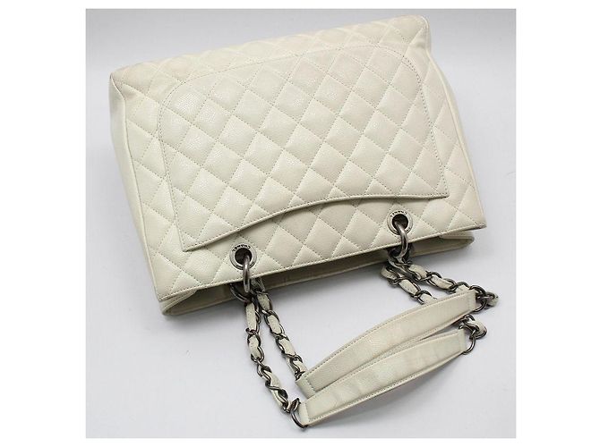 Chanel Borsa a Spalla White Caviar Grand Shopping Bianco - vista 4